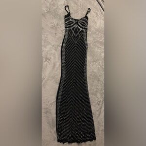 Windsor Black Prom Dress with Silver Detailing